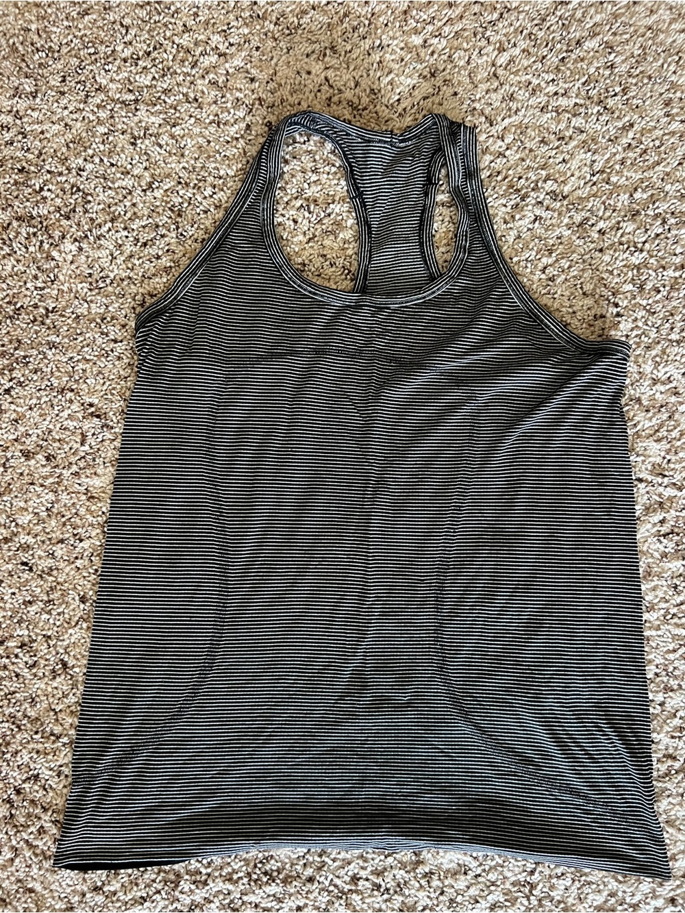 lululemon athletica Black and White Striped Racerback Tank